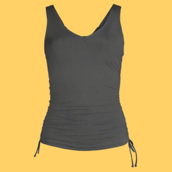 NWT Lands' End Chlorine Resistant Underwire Tankini Swim Top Size 8 Black UPF 50 - Picture 1 of 9
